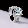 Vintage-Style Wavy Zirconia Silver-Tone Ring