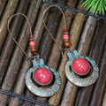 Red and Blue Boho Dangle Earrings
