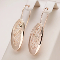 Rose Gold-Tone Engraved Oval Drop Earrings