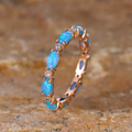 Blue Opal-Look Gold-Tone Ring
