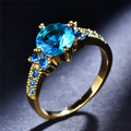 Sky Blue Zirconia Gold-Tone Ring