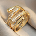 Gold-Tone Spiral Ring with Pavé Crystal Wrap