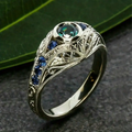 Blue Hollow Silver-Tone Ring