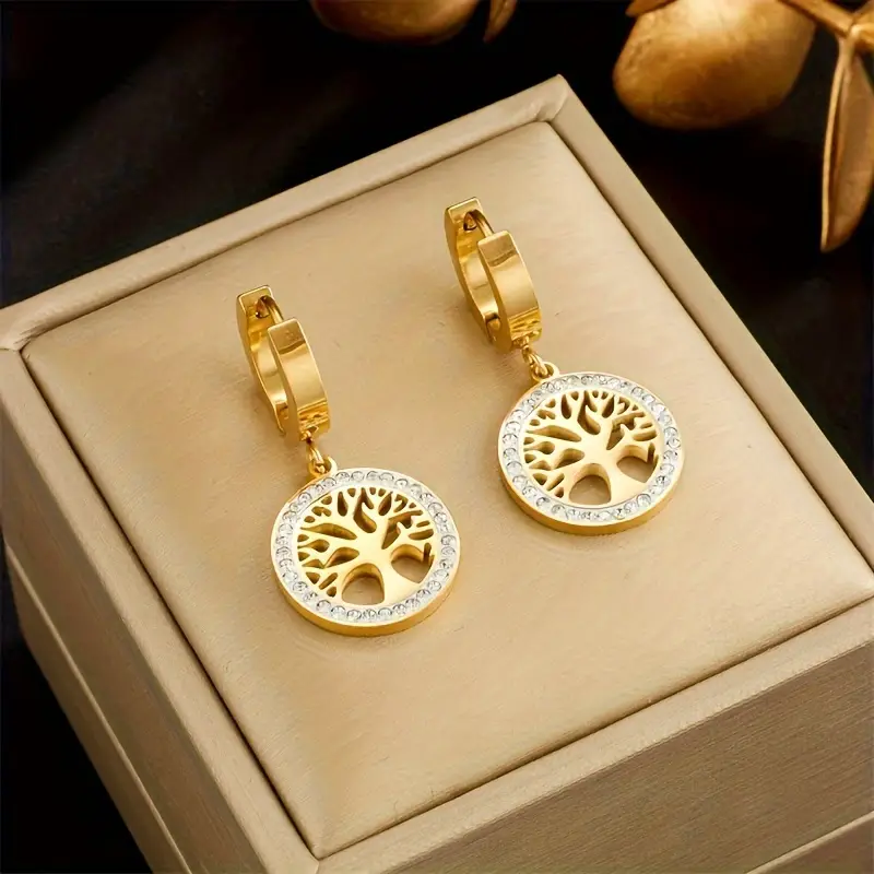 Gold-Tone Tree of Life Earrings