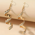 Gold-Tone Spiral Drop Earrings with Crystals