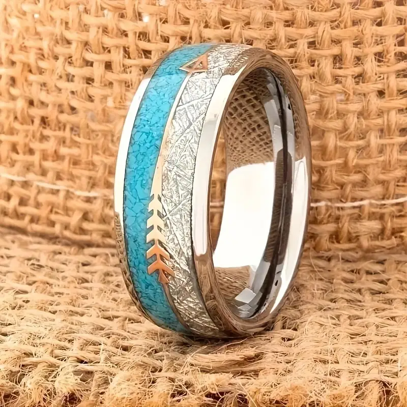 Zilverkleurige emailring in vintagestijl