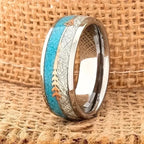 Antique-Style Enamel Ring in White Gold Tone