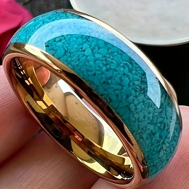 Vintage-Style Blue Enamel Gold-Tone Ring