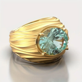 Blue-Green Gold-Tone Ring
