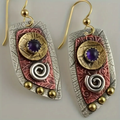 Vintage-Style Brown and Silver-Tone Earrings