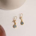 Vintage-Style Blue Drop and Pearl Earrings