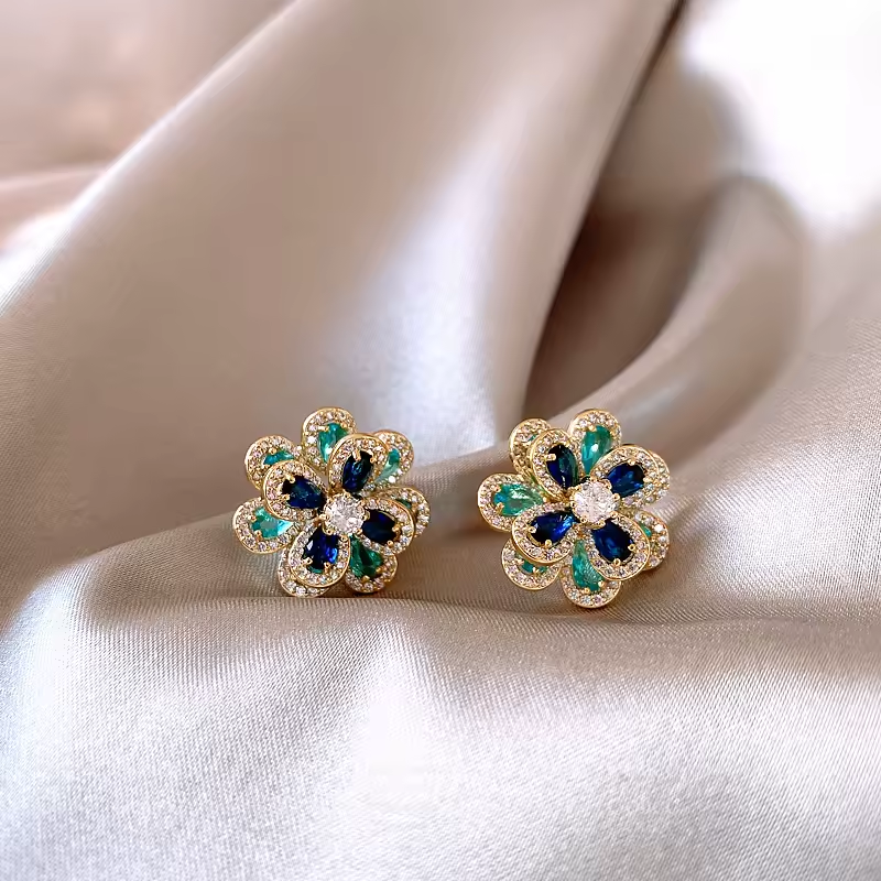 Vintage-Style Bright Flower Earrings