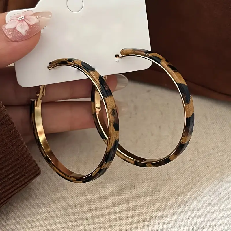Gold-Tone Leopard Hoop Earrings
