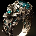 Bladring met groene zirkonia