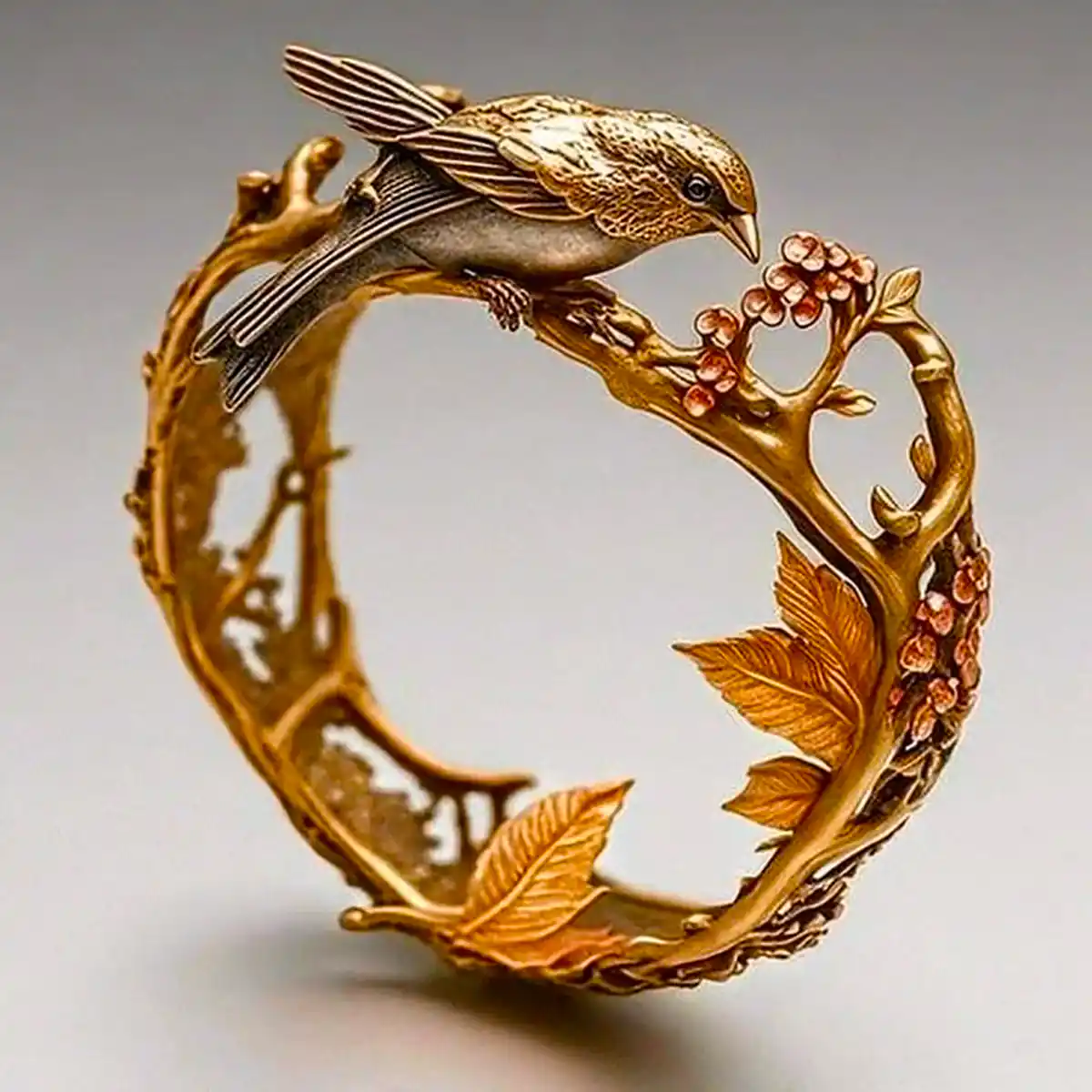 Vintage-Style Hummingbird Gold-Tone Ring