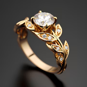 Vintage-Style Zirconia Leaf Ring