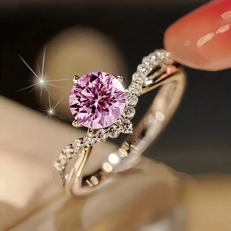 Pink Crystal Ring with Exotic Design