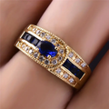 Vintage-Style Blue Sparkling Gold-Tone Ring