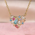 Colourful Heart Necklace in Gold Tone