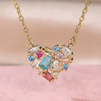 Colourful Heart Necklace in Gold Tone