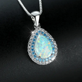 Blue Opal-Look Sparkling Drop Necklace