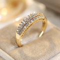 Gold-Tone Ring with Double Row of Pavé Zirconia