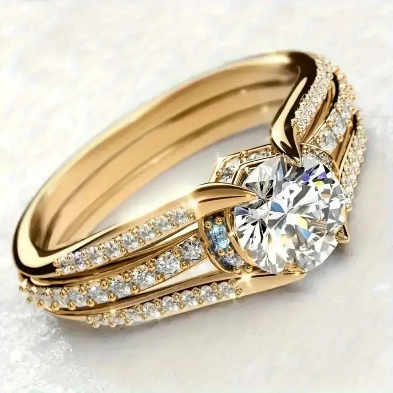 Zirconia Bright Fine Gold-Tone Ring