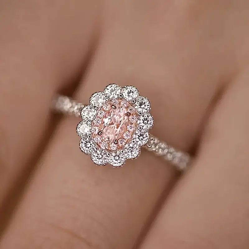 Pink Round Zirconia Ring