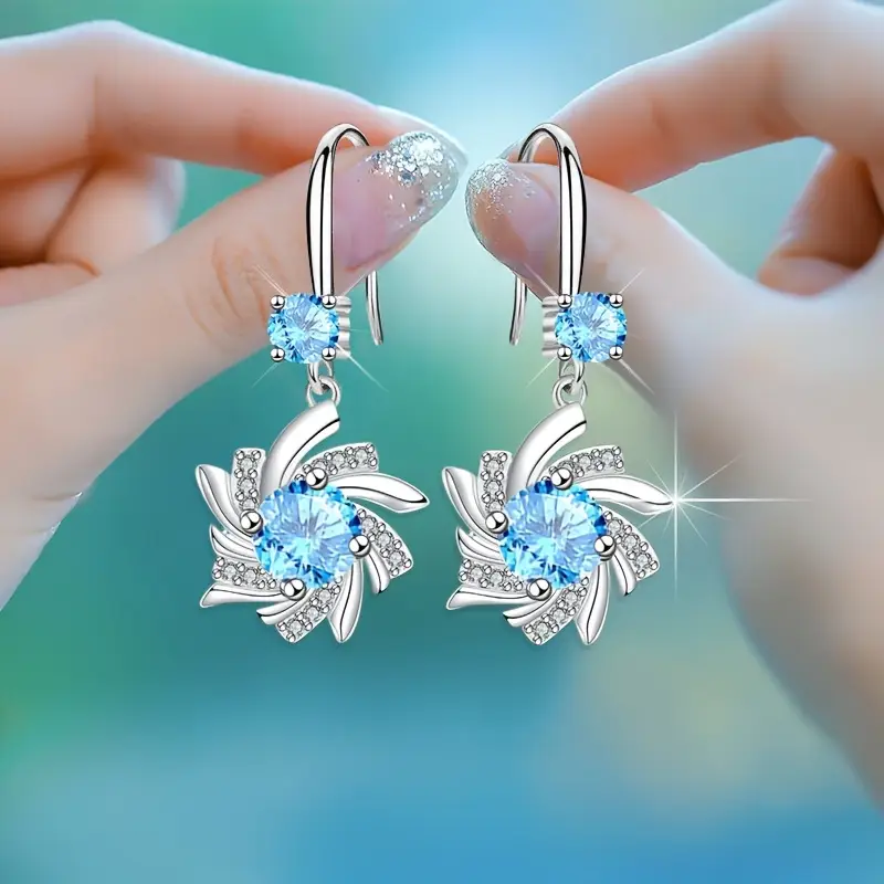 Bright Blue Spiral Earrings