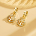 Bright Gold-Tone Tree of Life Earrings