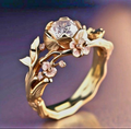 Gold-Tone Crystal Flower Ring