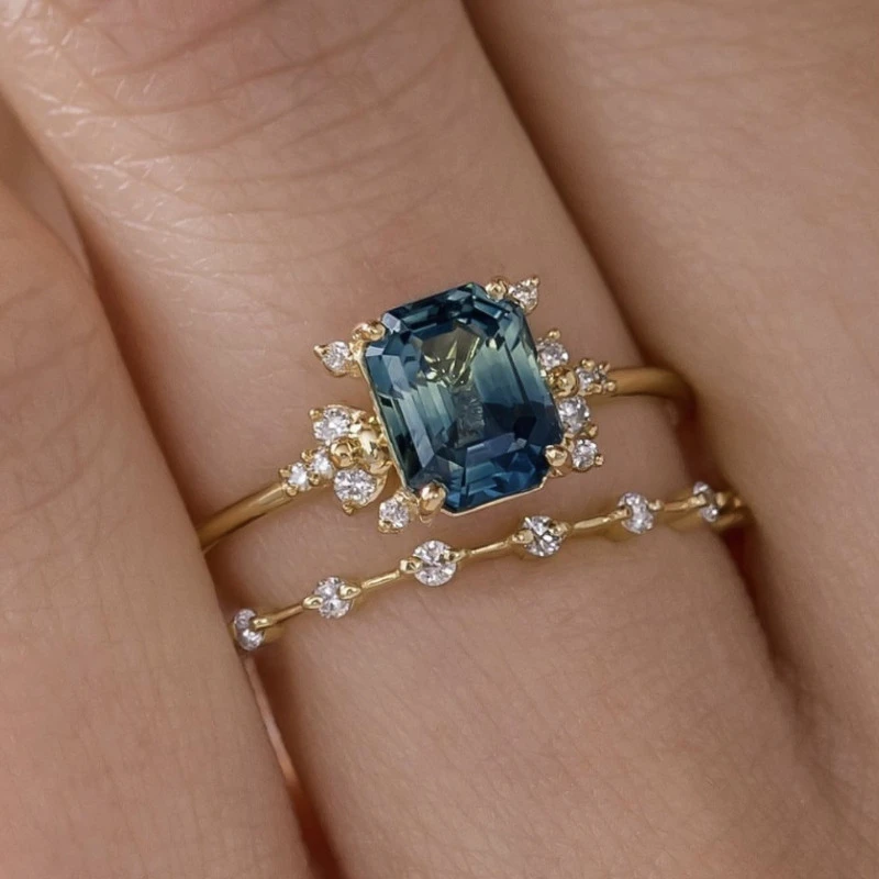 Bright Blue Ring Set