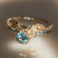 Sparkling Blue Gold-Tone Ring with Exotic Design