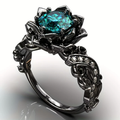 Turquoise Silver-Tone Blossom Ring