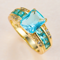 Blue Glass Gold-Tone Ring