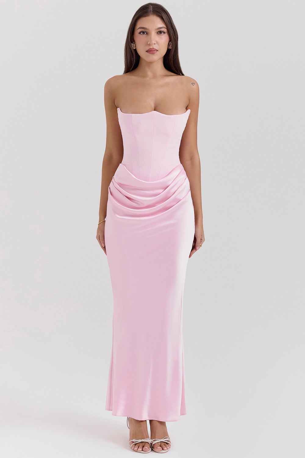Off-shoulder korsetjurk met sweetheart-hals en rits