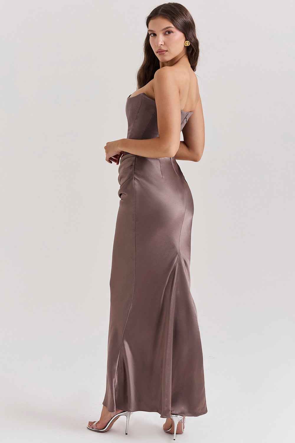 Off-shoulder korsetjurk met sweetheart-hals en rits