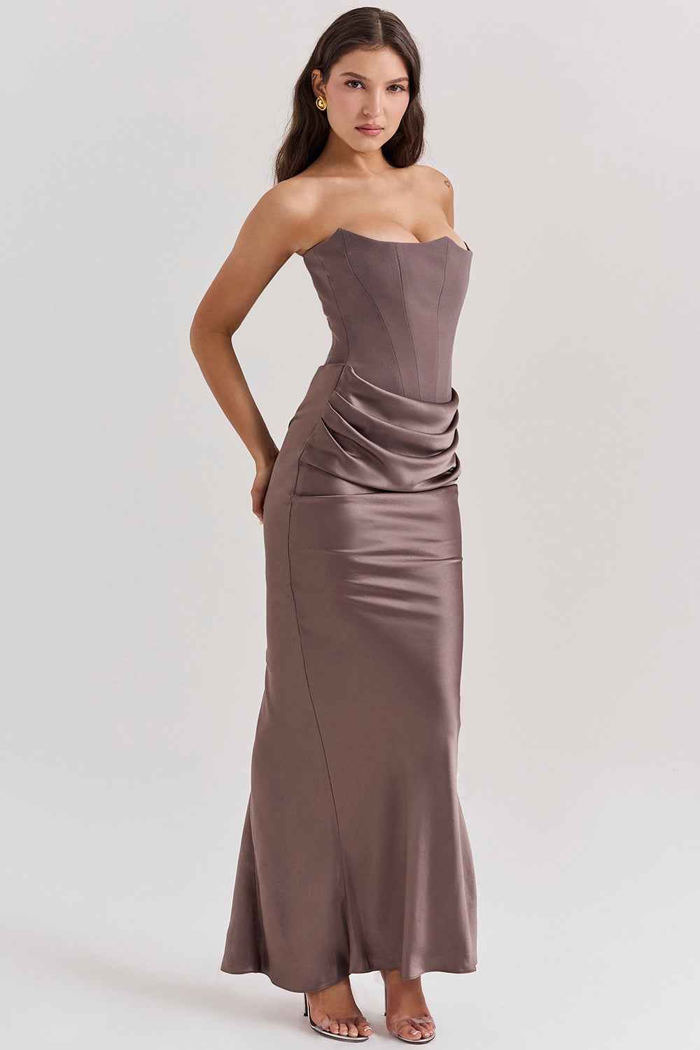 Off-shoulder korsetjurk met sweetheart-hals en rits