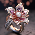 Ring met roze lotus van kristal
