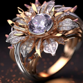 Ring met violette bloesem