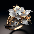 Goudkleurige ring met grijze bloesem