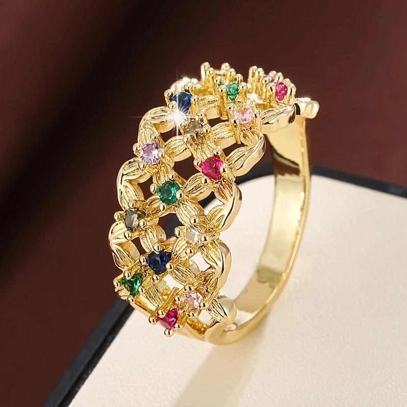 Colourful Mesh Flower Ring
