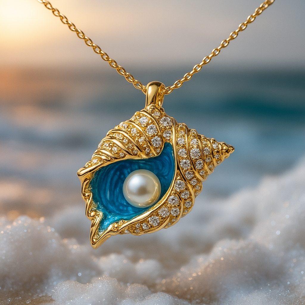 Bright Pearl and Gold-Tone Shell Necklace
