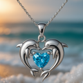 Double Silver-Tone Dolphin Necklace
