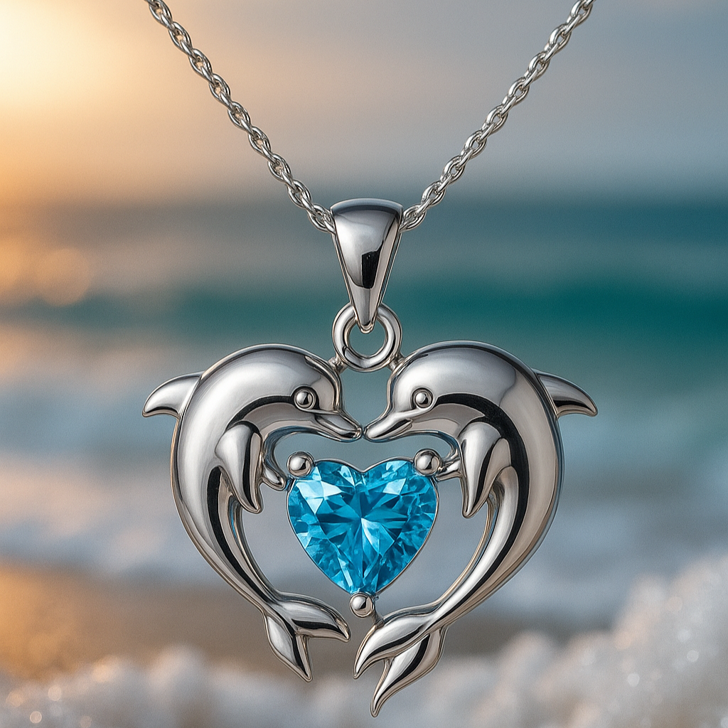 Double Silver-Tone Dolphin Necklace