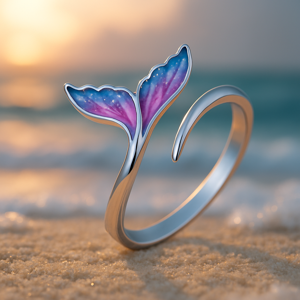 Adjustable Colourful Dolphin Tail Ring