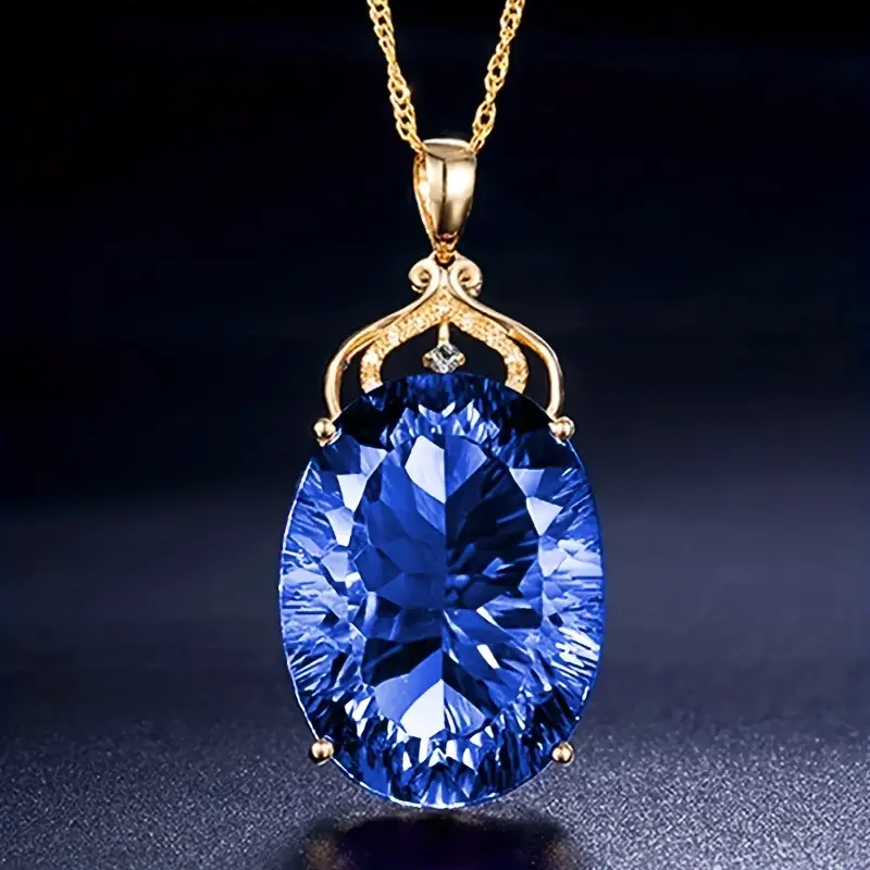 Blue Glass Gold-Tone Necklace