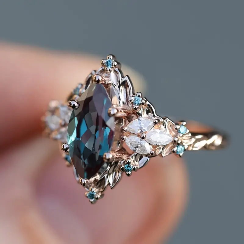 Blue Crystalline Statement Ring