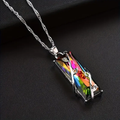 Colourful Silver-Tone Pendant Necklace