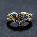 Inlaid Blue Crystal Layered Gold-Tone Ring